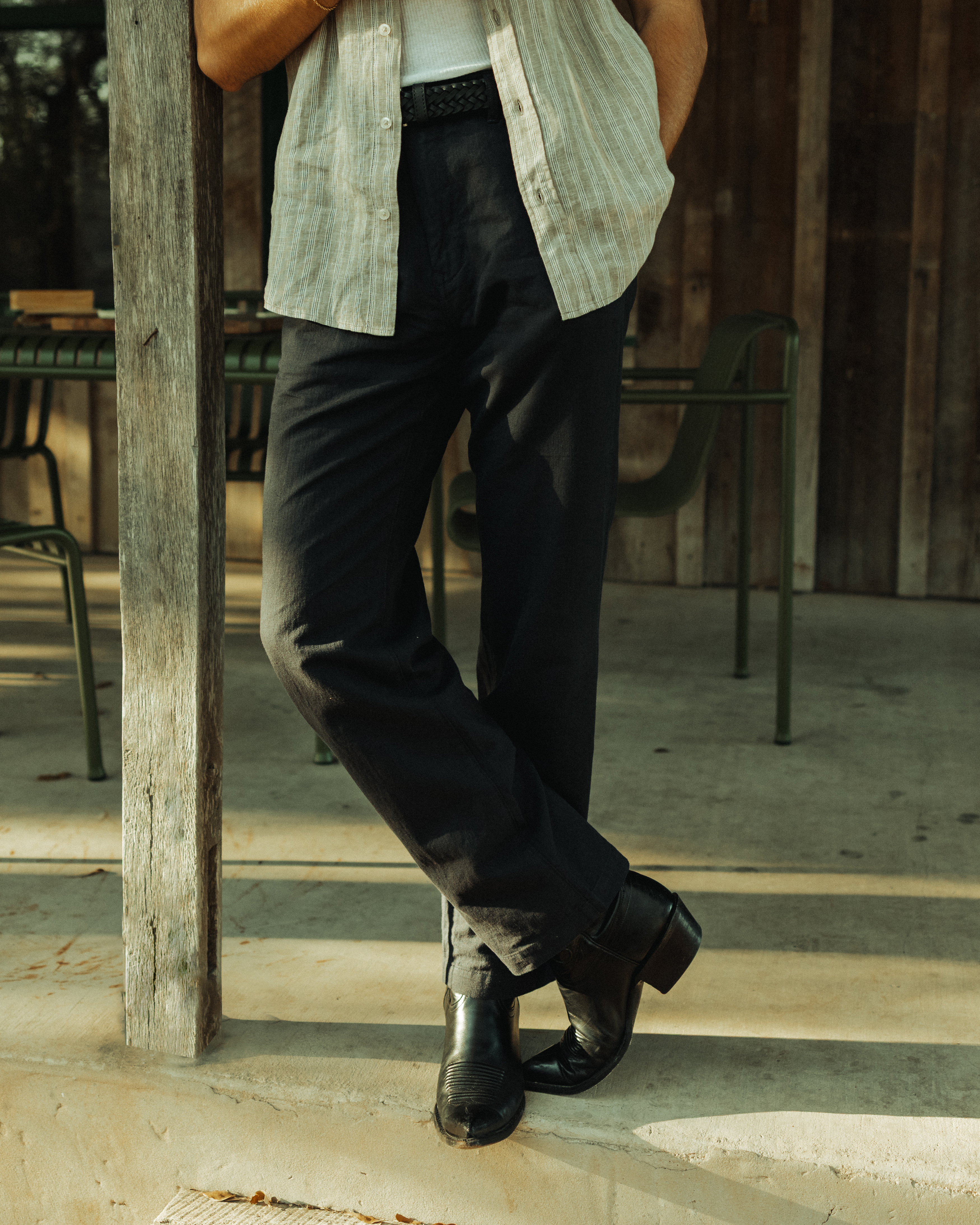 Wills Cotton Linen Chino - HB Straight - Navy | Chino Pants
