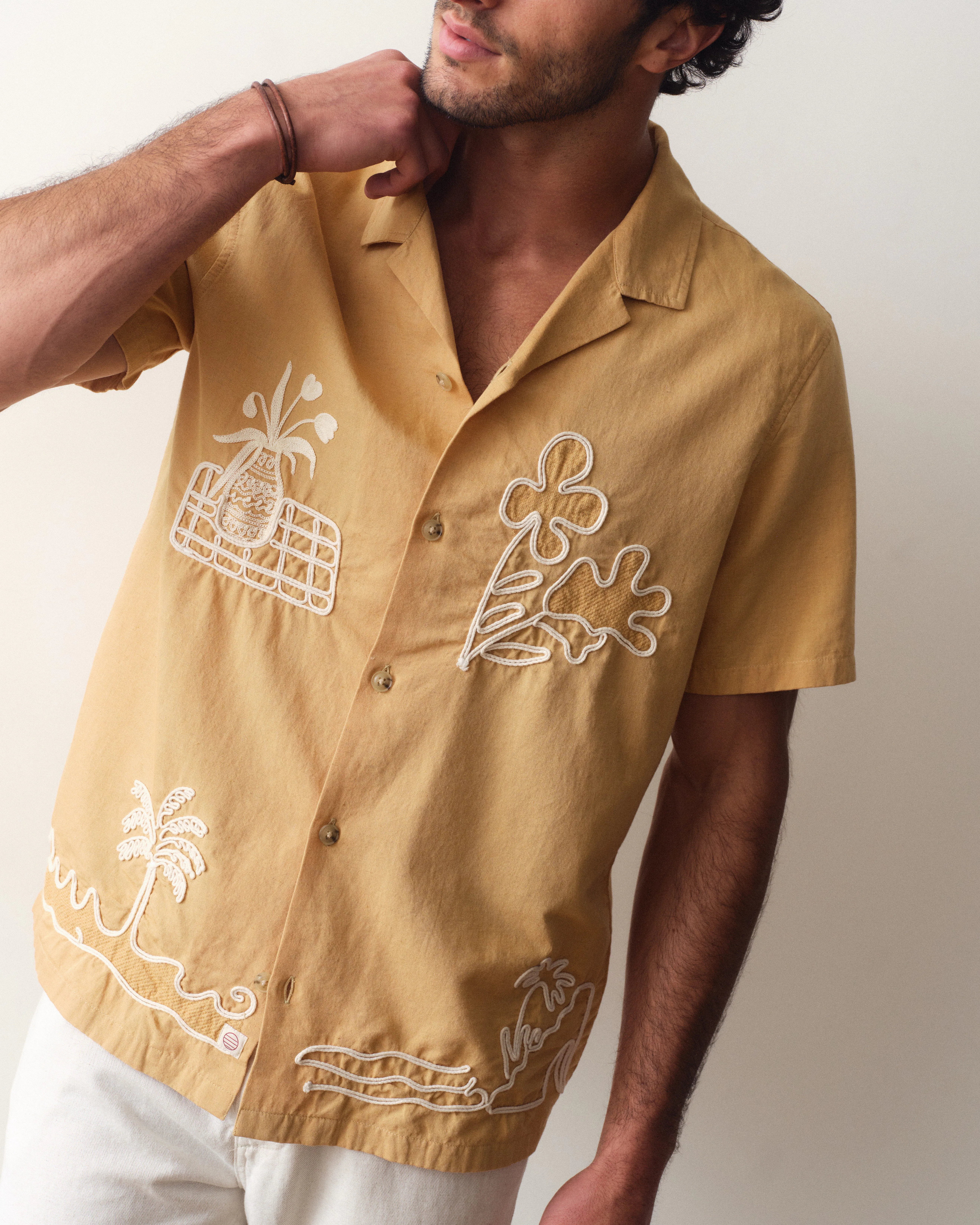 short sleeve mustard dress shirt GceSteap Men's Button Down Short Sleeve Casual Shirts Elastic Wrinkle Free Business Shirt for Summer Casual Top Yellow M