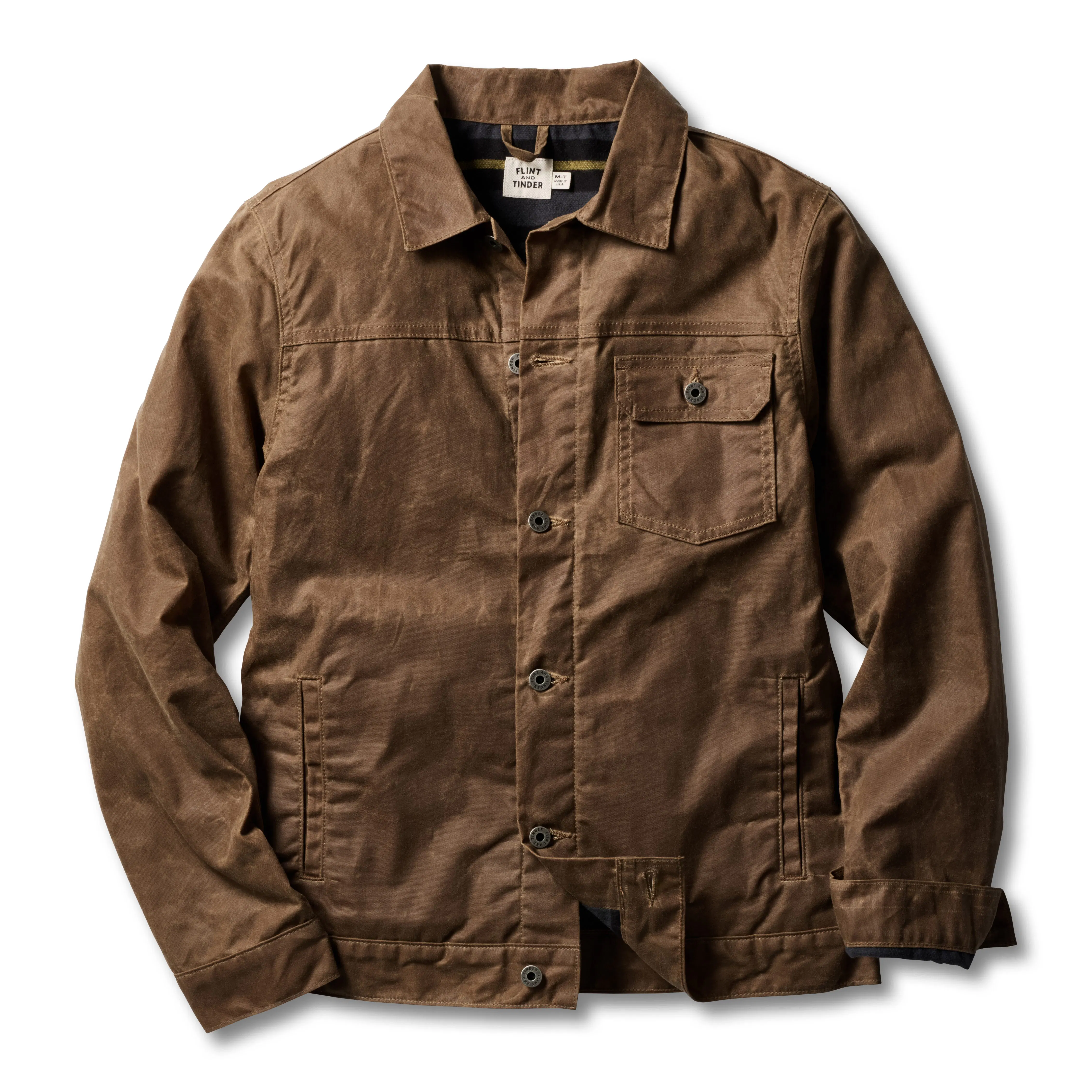Flint and Tinder Flannel-Lined Waxed Trucker Jacket - Tall