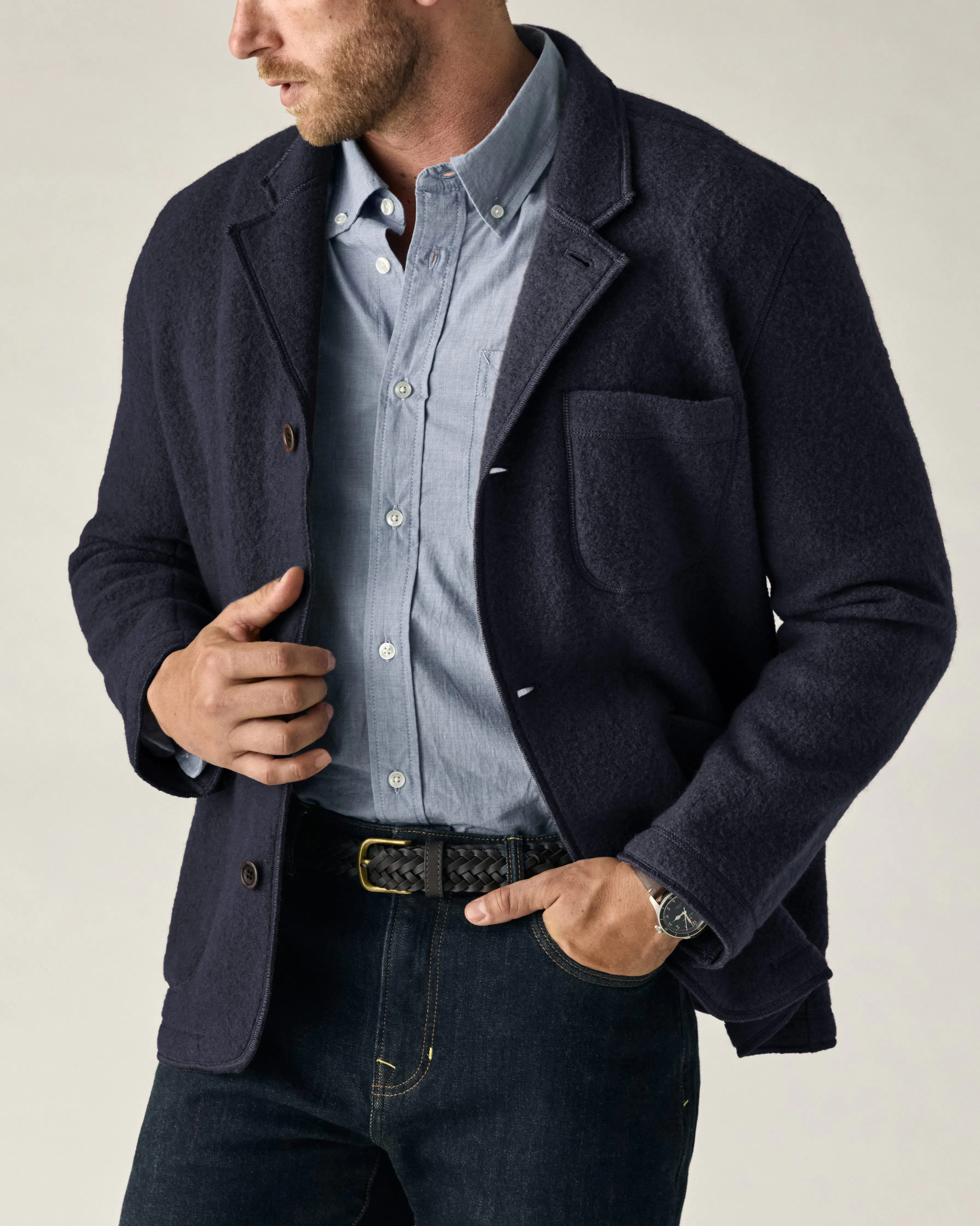 Flint and Tinder Boiled Wool Chore Blazer - Dark Navy | Blazers