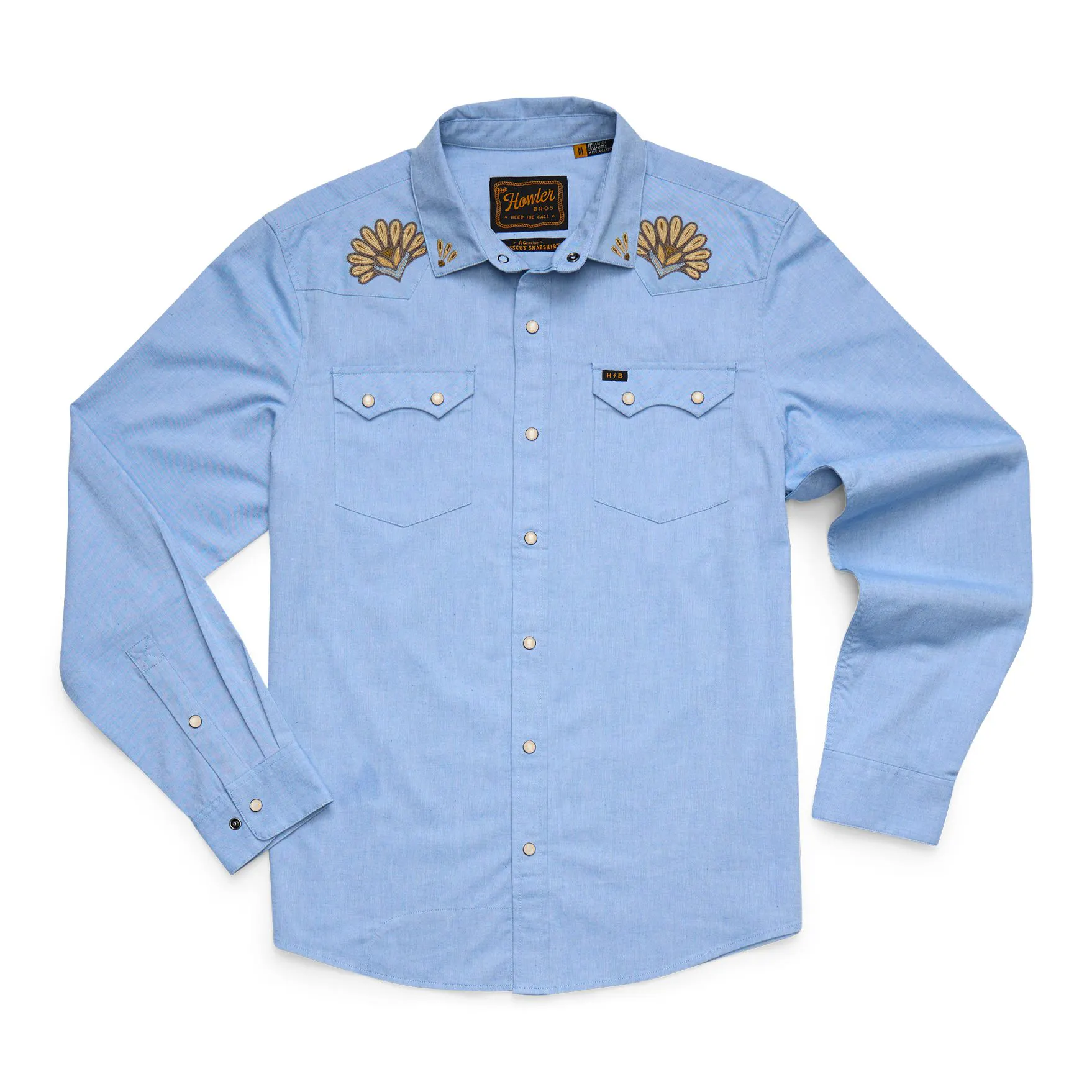 Howler Brothers Gaucho Snapshirt - Irie Hibiscus: Faded Blue