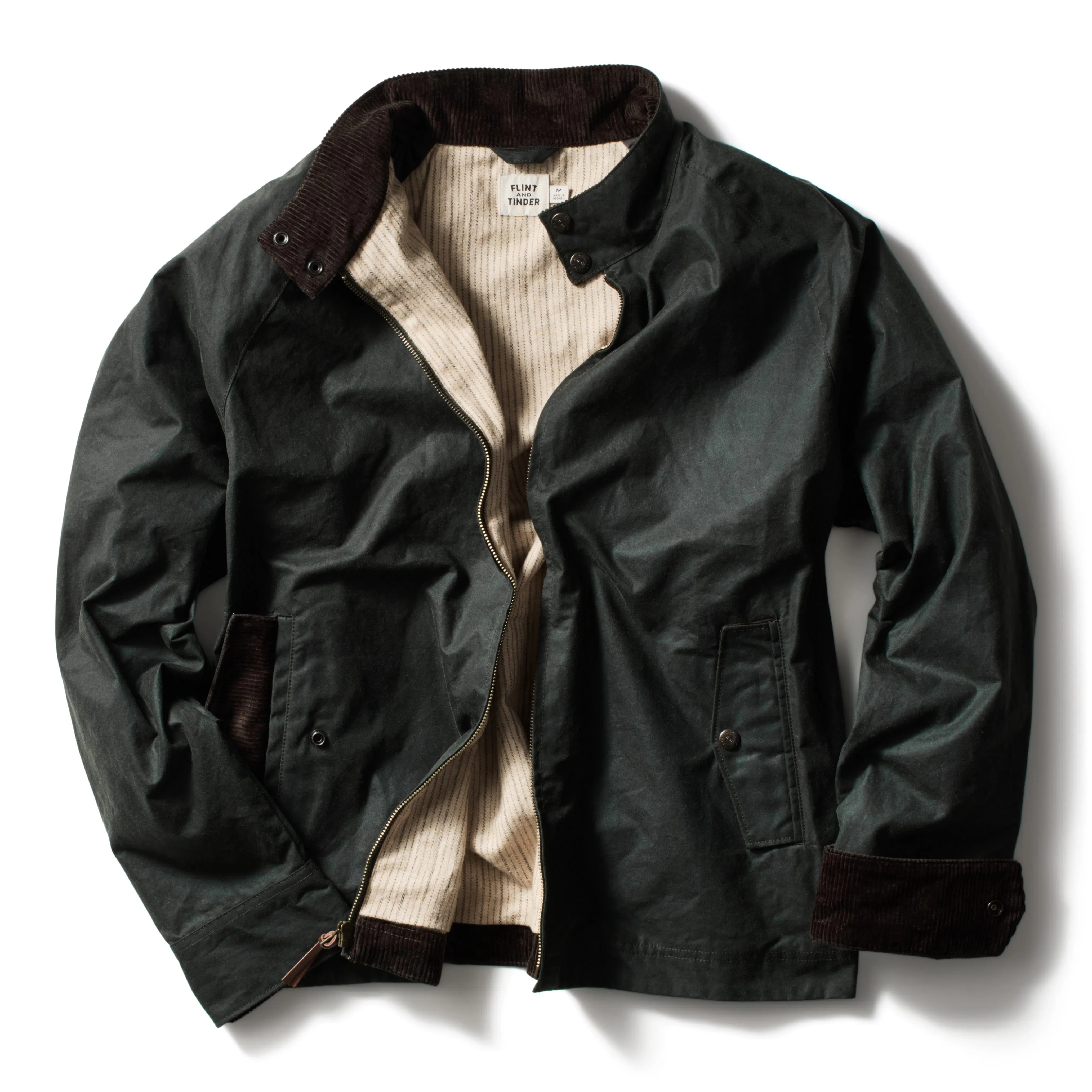 Flint and Tinder Waxed Harrington Jacket - Olive | Waxed Jackets