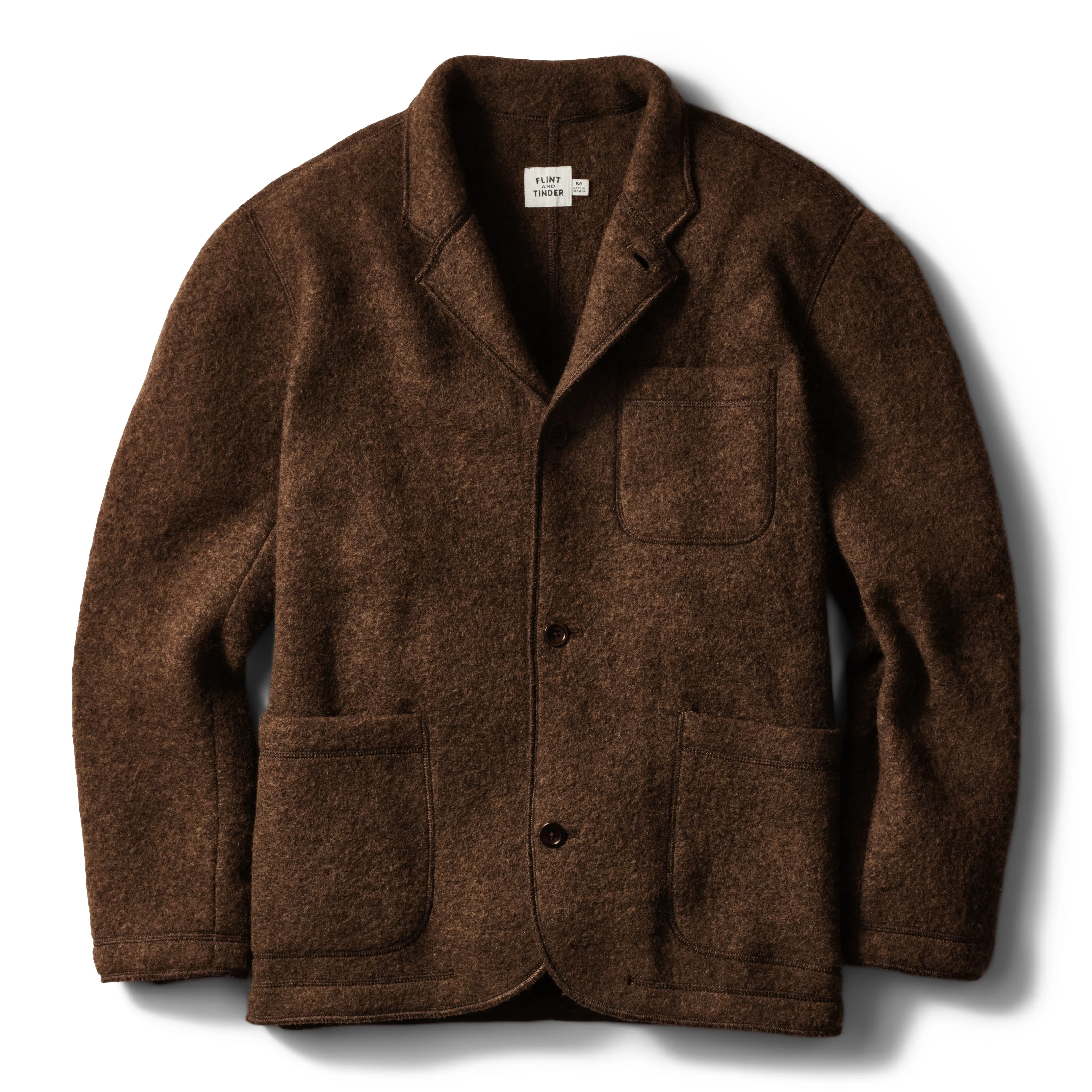 Flint and Tinder Boiled Wool Chore Blazer - Dark Brown | Blazers