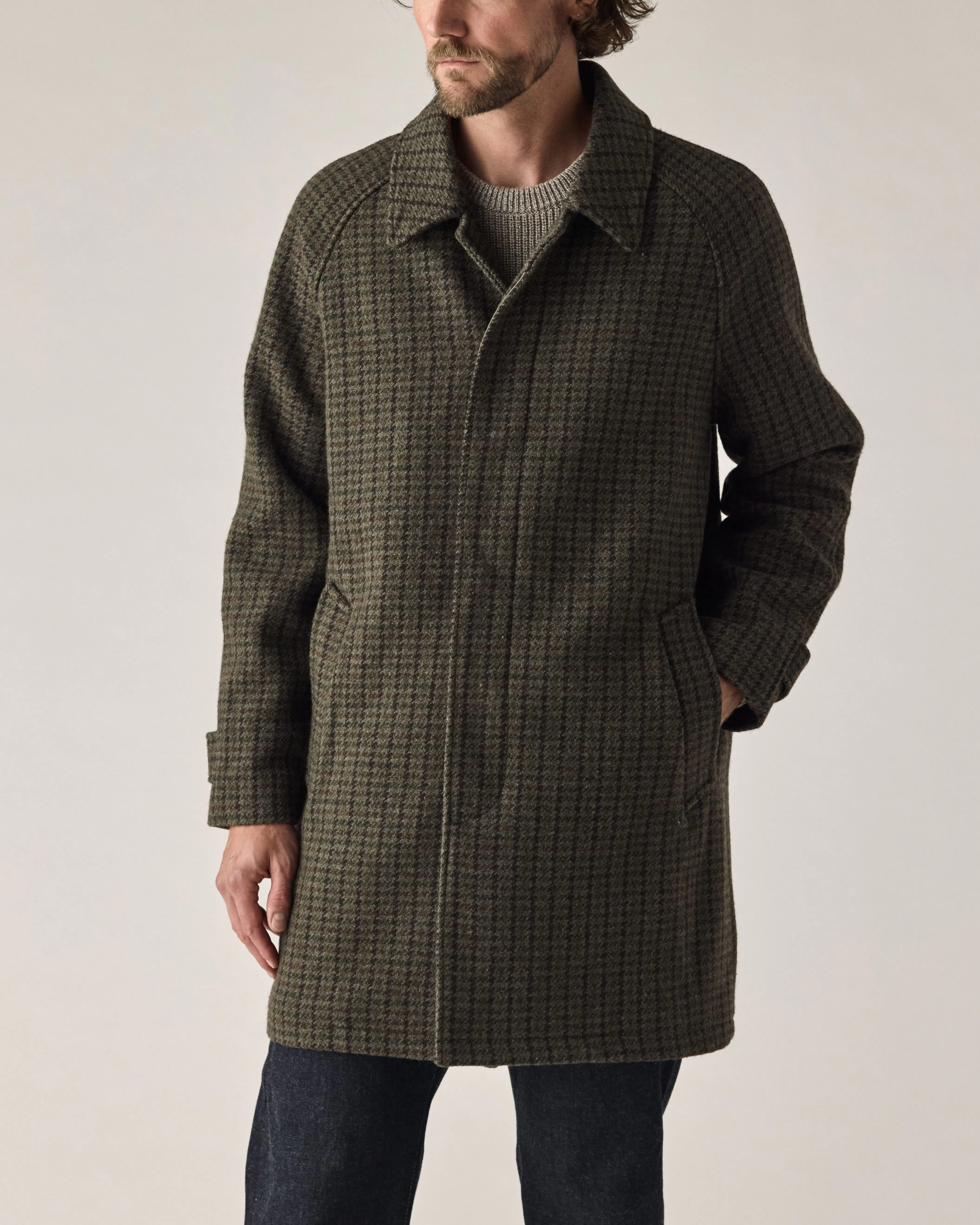 Wills Wool Coat - Olive Houndstooth | Winter Jackets | Huckberry