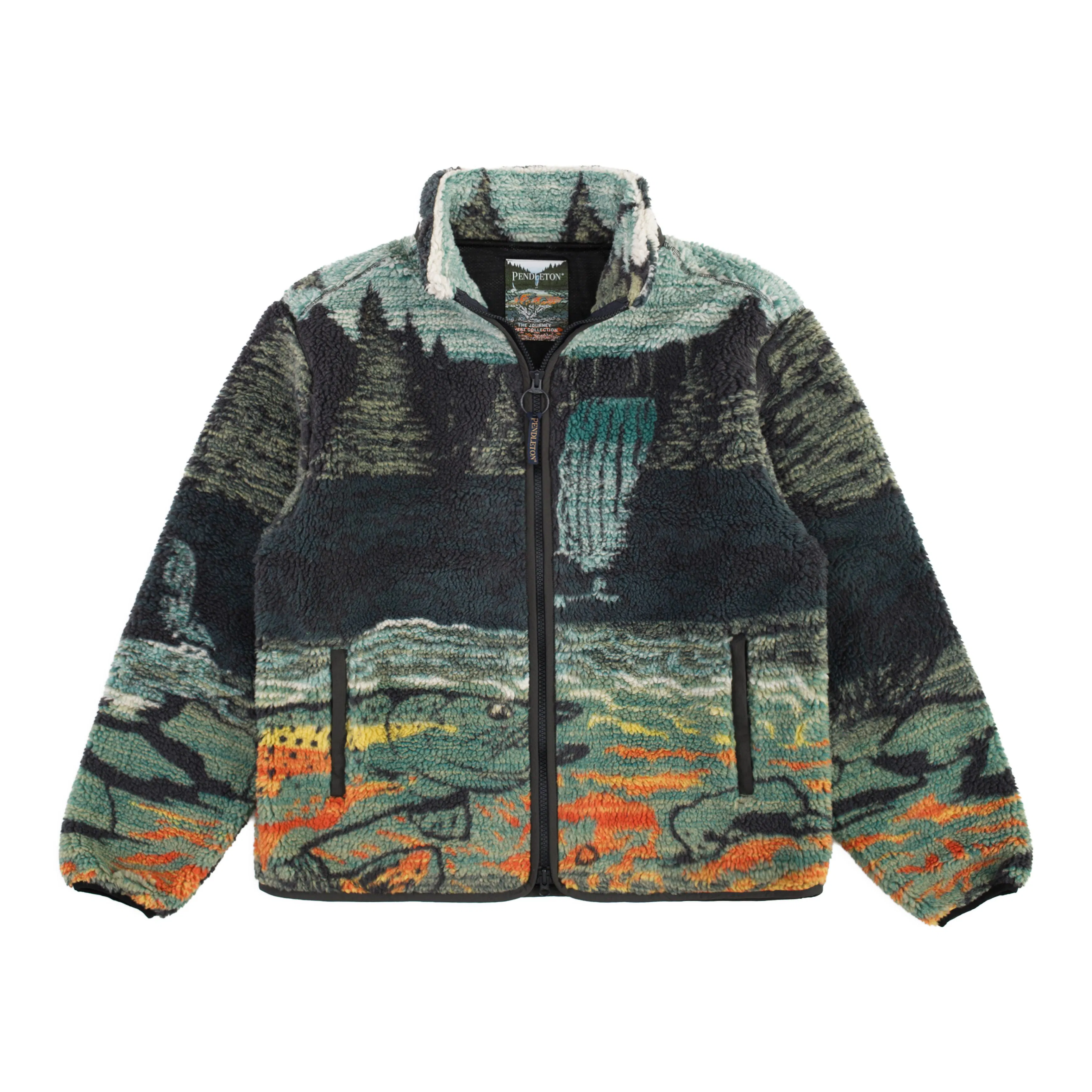 Pendleton Jacquard Sherpa Fleece Jacket - Salmon Falls Green
