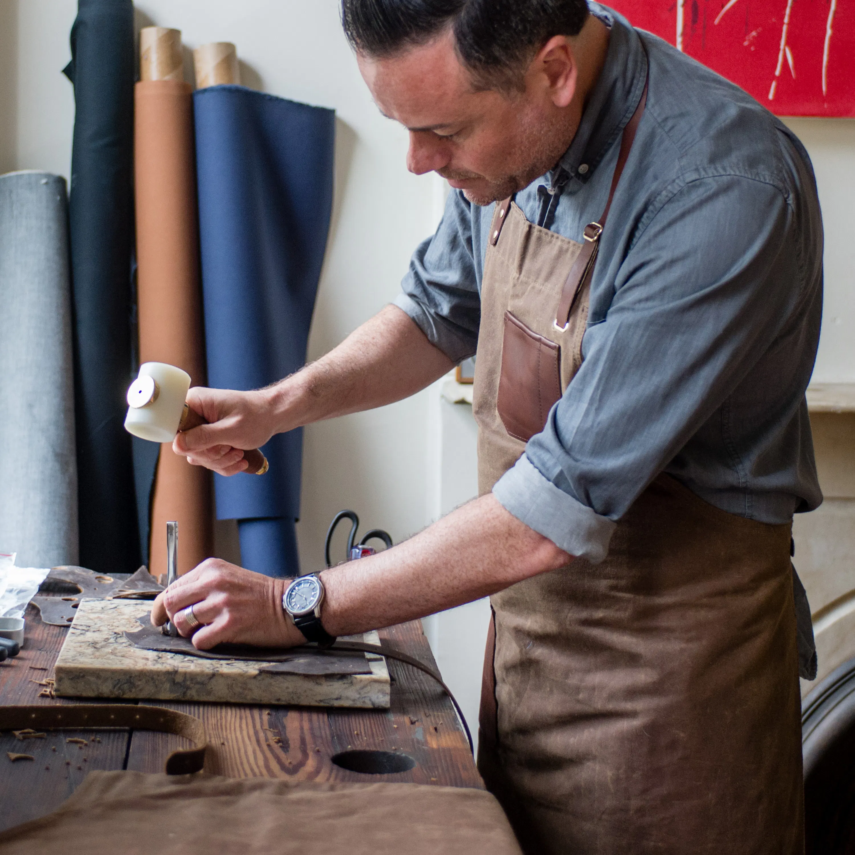 Jones of Boerum Hill Workwear Workman Bib Apron - Field Tan Waxed