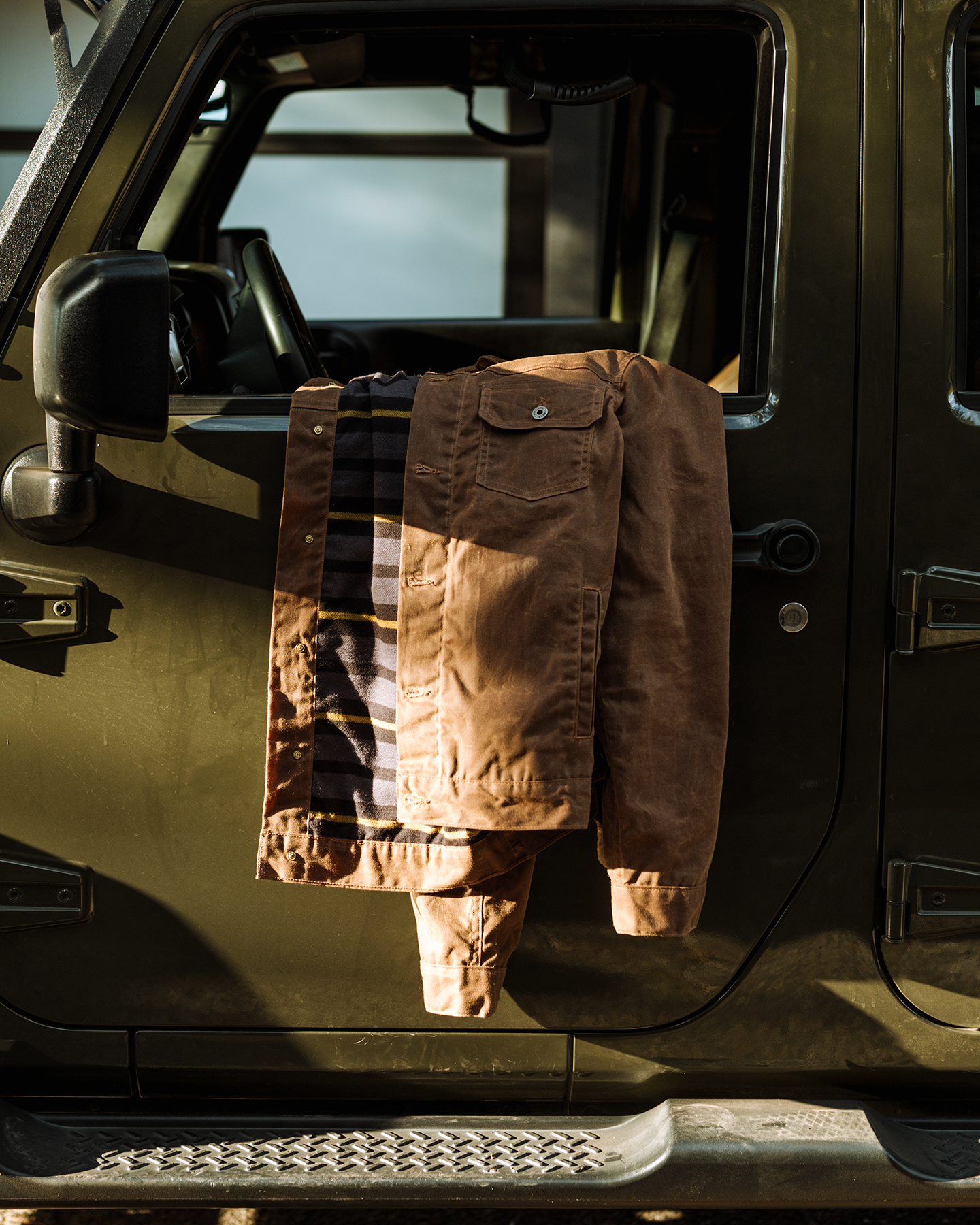 Flint and Tinder Flannellined Waxed Trucker Jacket Havana Trucker