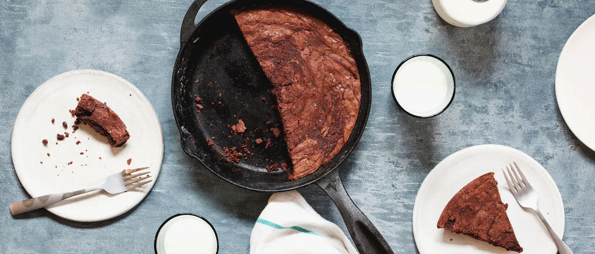 Featured cast iron bourbon brownies