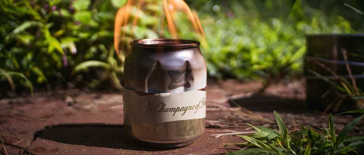 Featured beer can camp stove banner